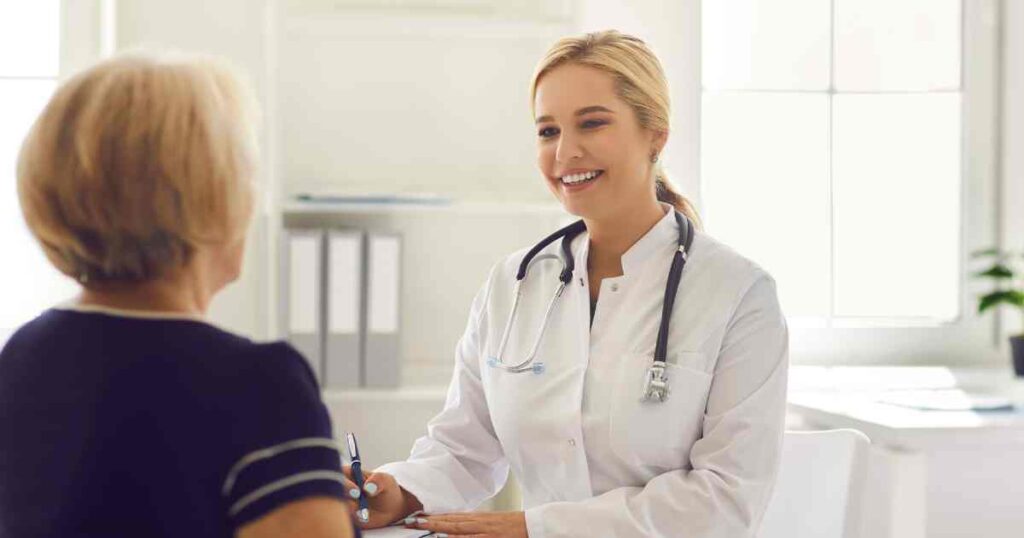 patient consulting with healthcare provider about supplements for healthy aging