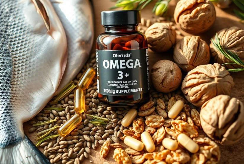 Omega-3 supplements with natural sources like fish