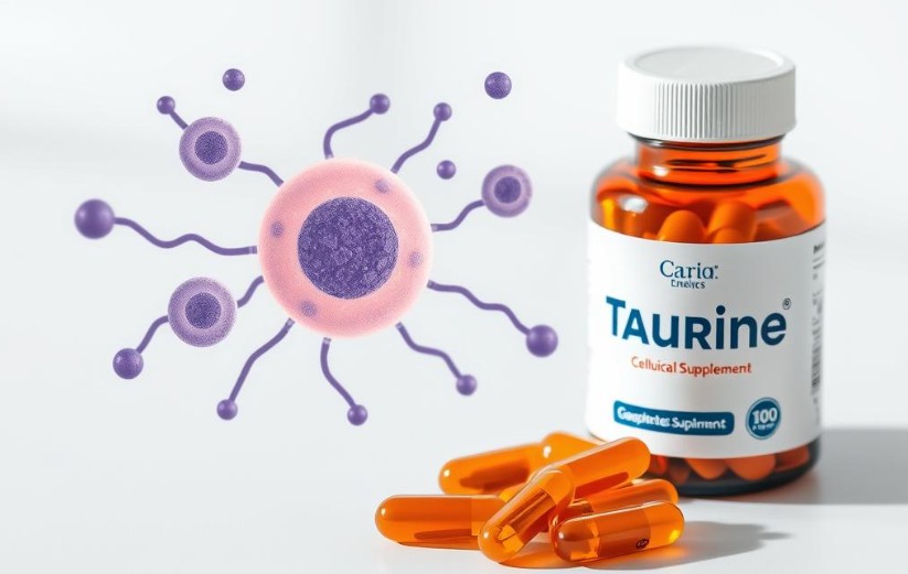 Taurine supplements with cellular energy visualization